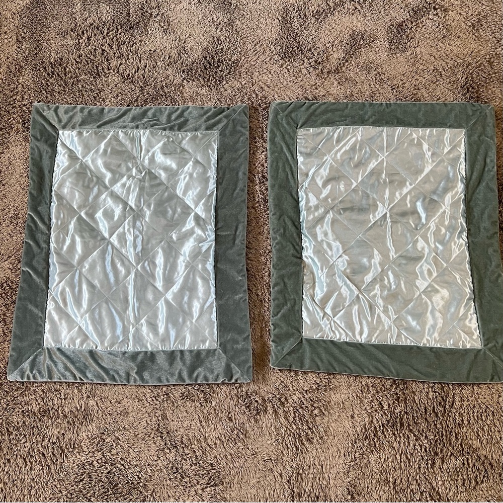 Victorias Secret Blue Velvet and Silk Pillow Shams
